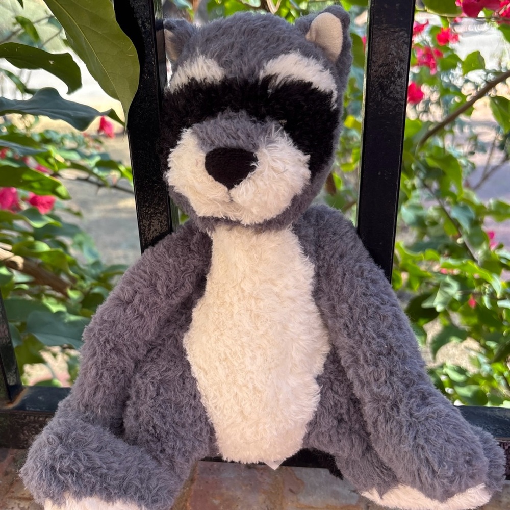 Jellycat RAFFERTY RACOON Plush Cute gray white woodland animal Retired RARE